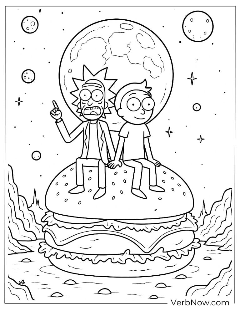 Sitting on a giant burger under the moon