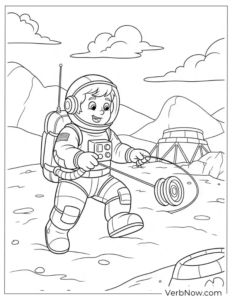 An astronaut explores the rocky terrain