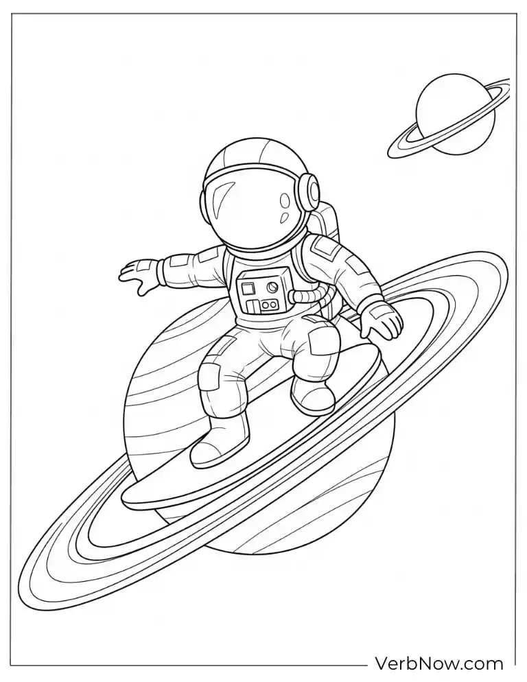 A space kid rides on Saturn's rings