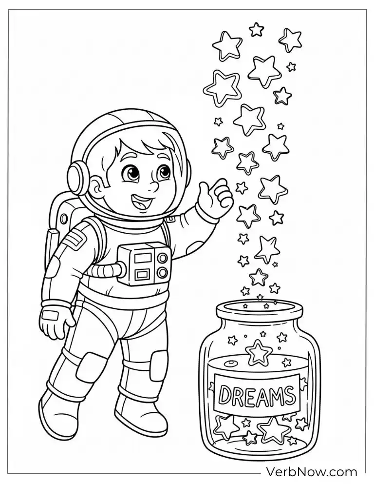 An astronaut opens a jar of sparkling dreams