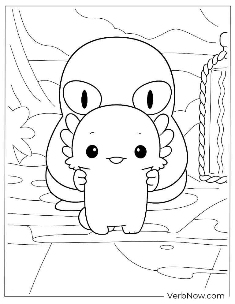 Cute axolotl being held gently by a frog