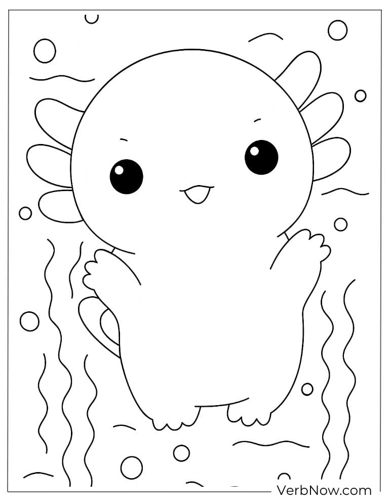 Happy axolotl swimming underwater