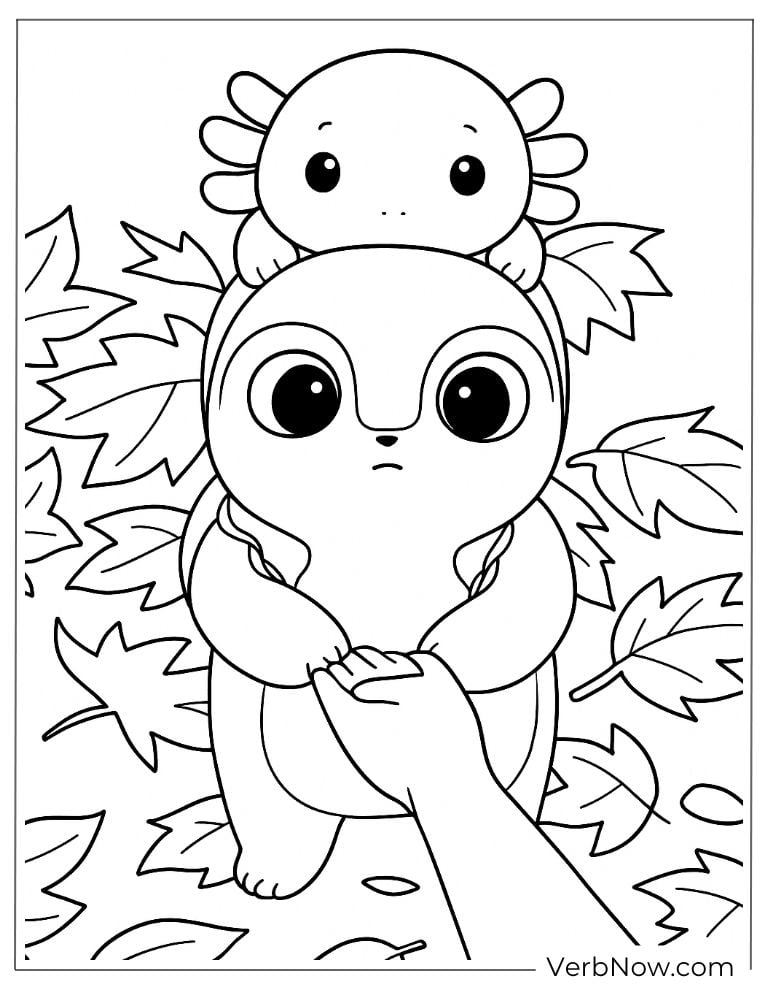 Axolotl with a monkey friend in a jungle