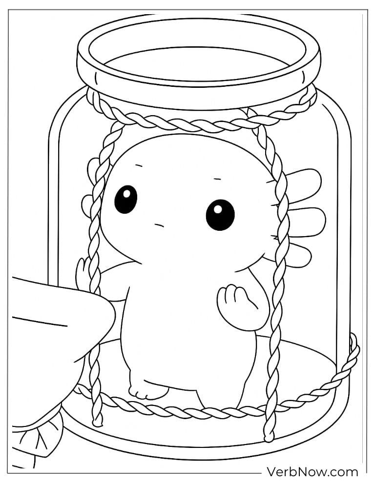 Curious axolotl inside a jar looking out
