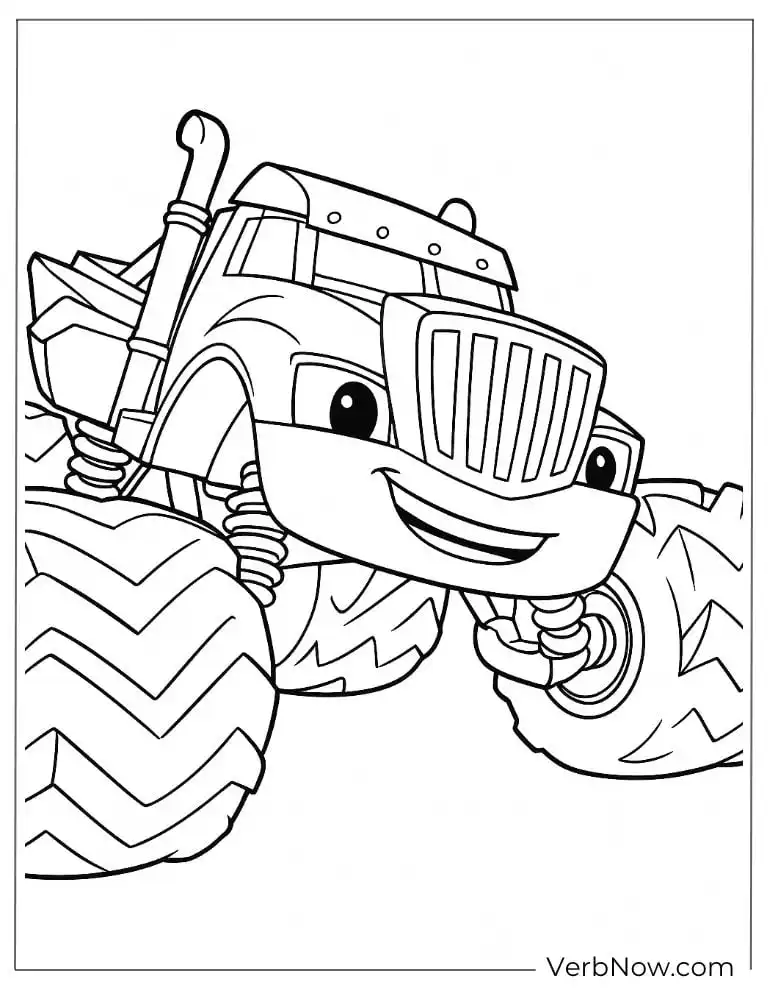 Blaze smiles as he rolls forward with big tires