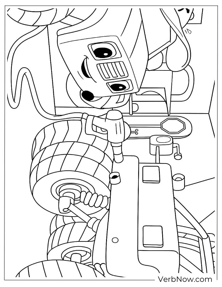 Blaze shows off his undercarriage coloring page