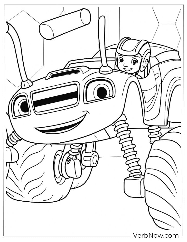 Coloring page of Blaze and AJ work together