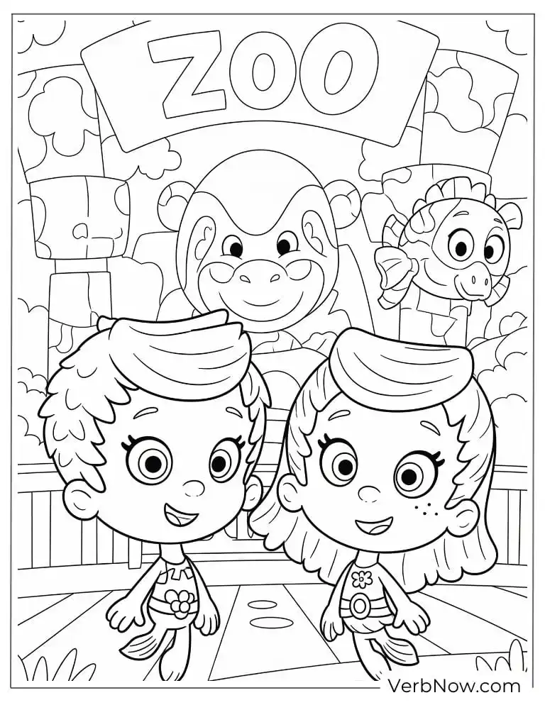 Gil and Molly visit the zoo coloring page