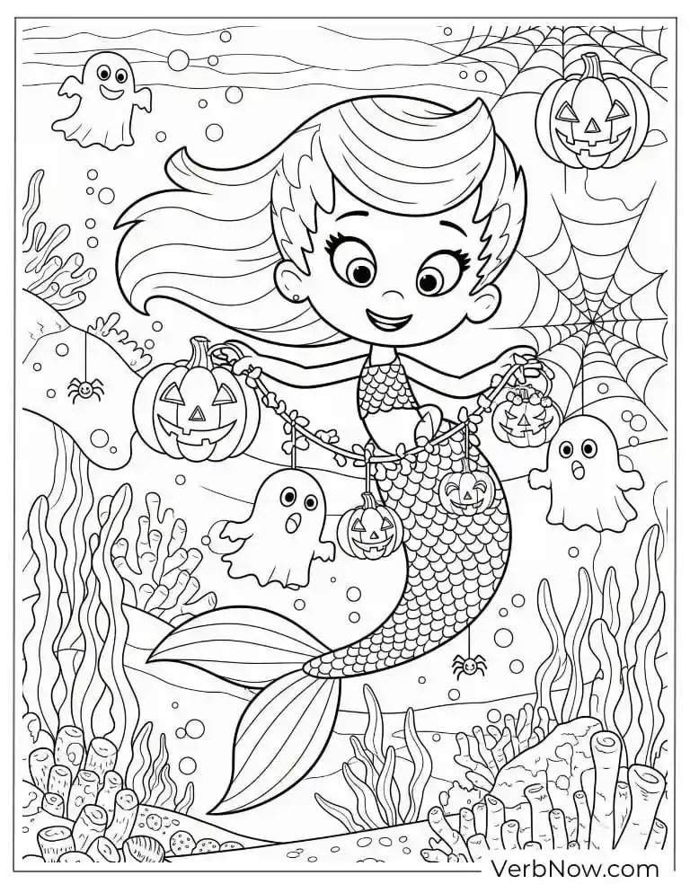 Molly with festive Halloween-themed scene