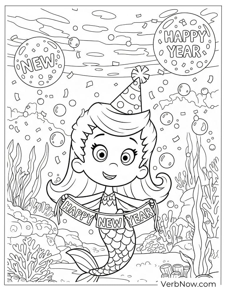 Molly celebrates the New Year coloring page