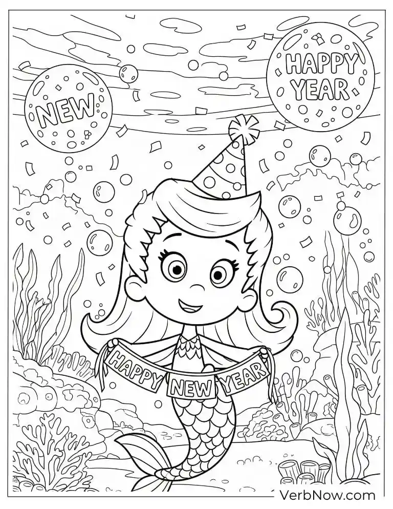 Molly celebrates the New Year coloring page