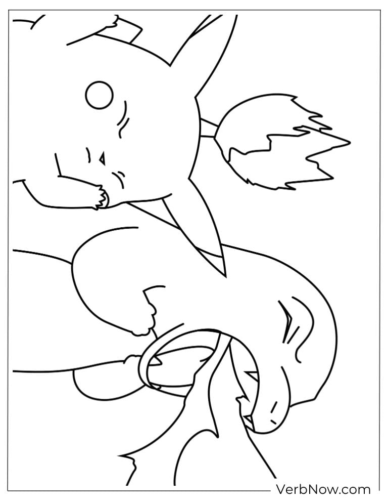 Charmander nuzzling affectionately with Pikachu