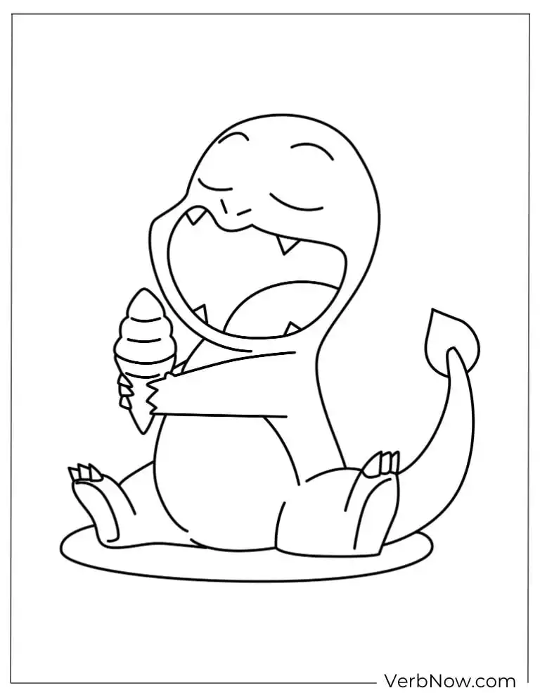 Happy Charmander enjoying an ice cream