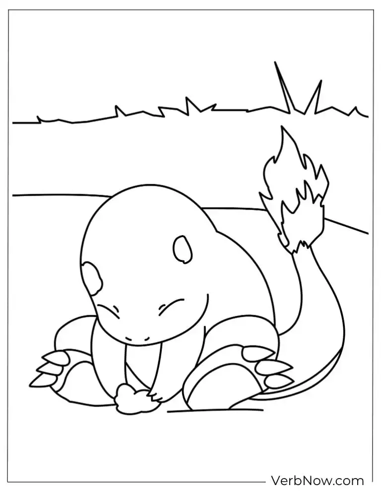 Sleepy Charmander curled up and resting