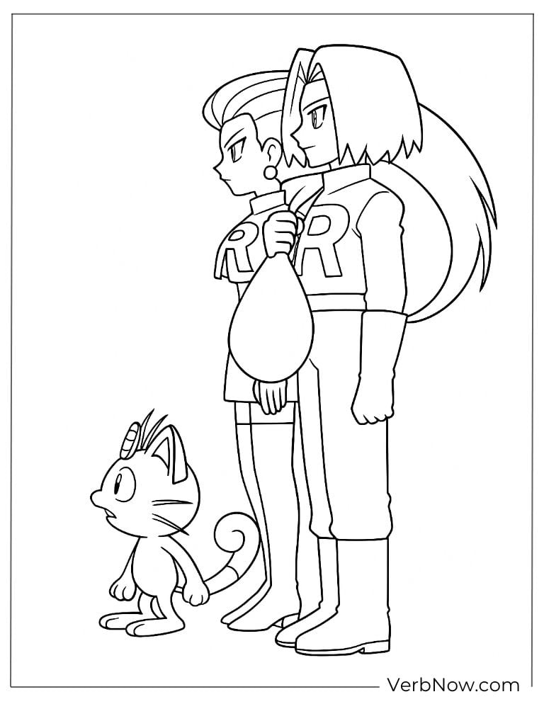 Team Rocket standing with Meowth