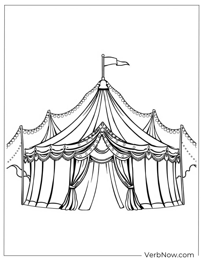 A grand circus tent is beautifully draped and festive