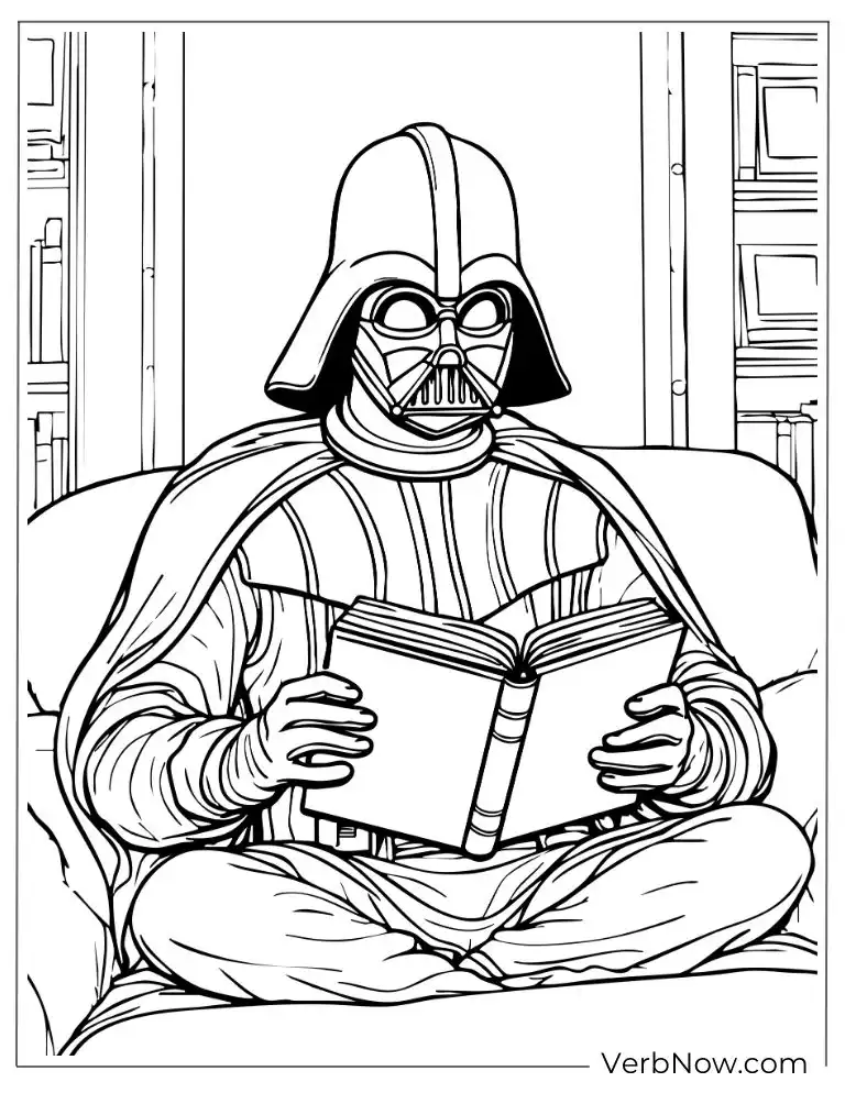 Darth Vader peacefully reading a book