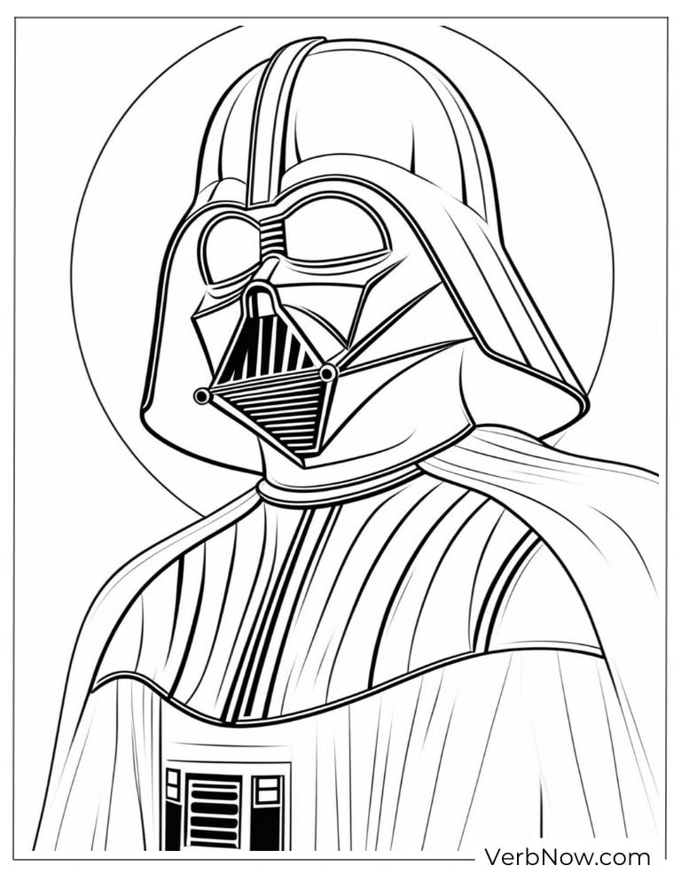 Darth Vader with a glowing aura coloring page