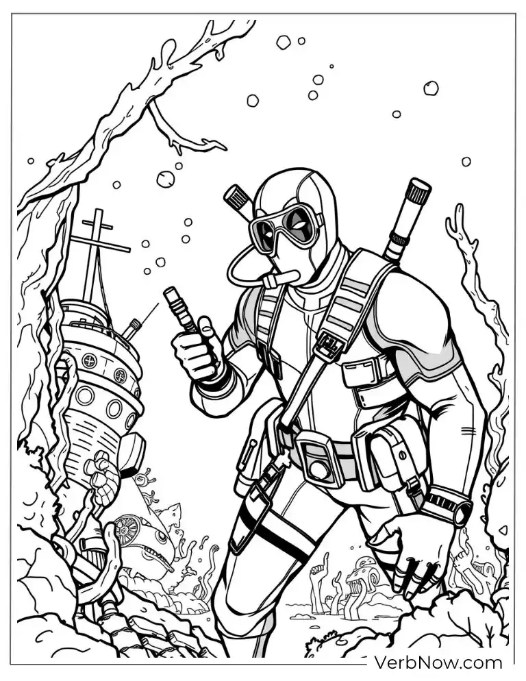 Deadpool explores an underwater shipwreck