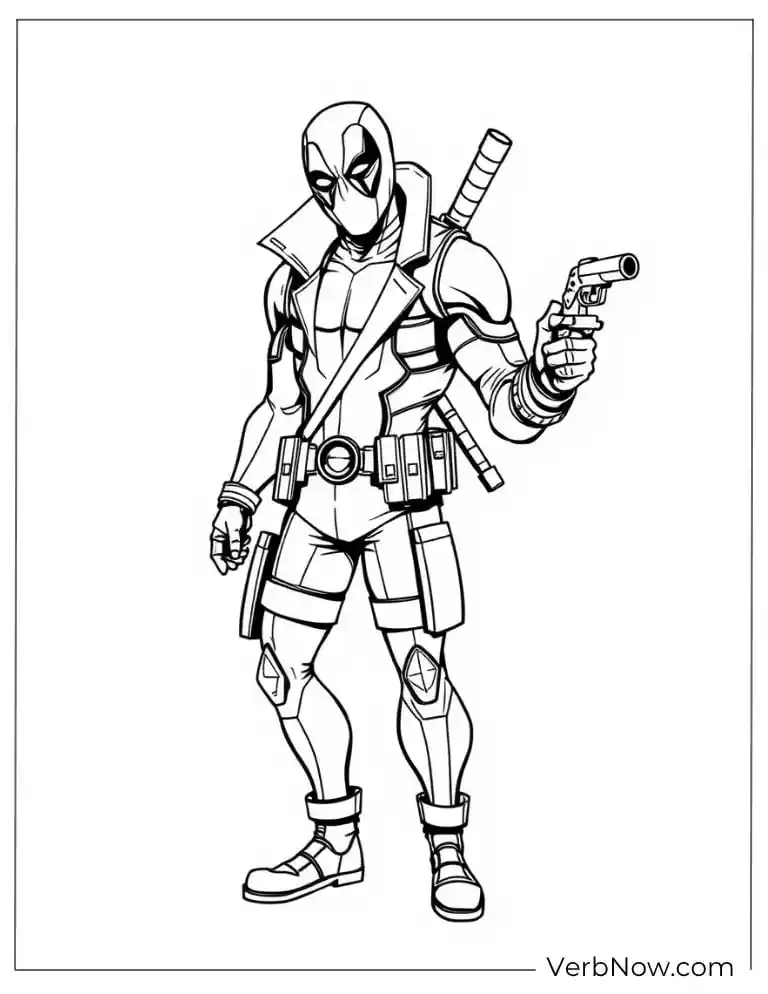 Deadpool stands ready with his gun and swords