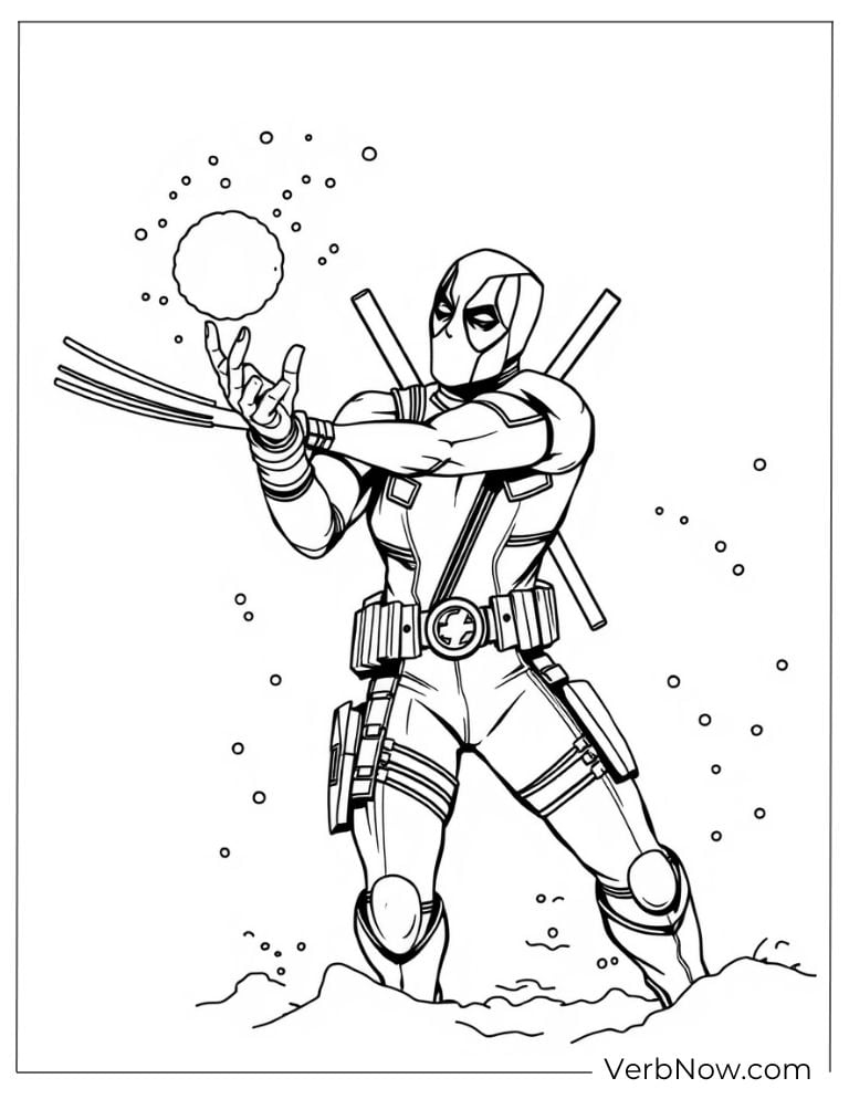 Deadpool strikes a heroic pose under the moonlight