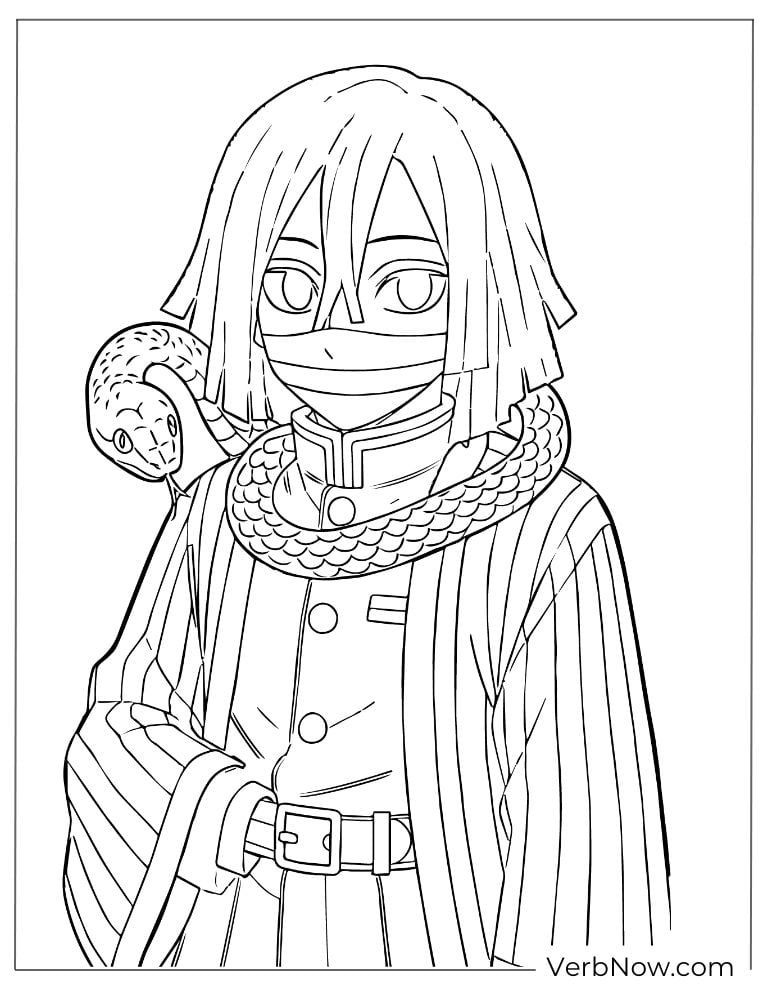Demon Slayer coloring page of Obanai