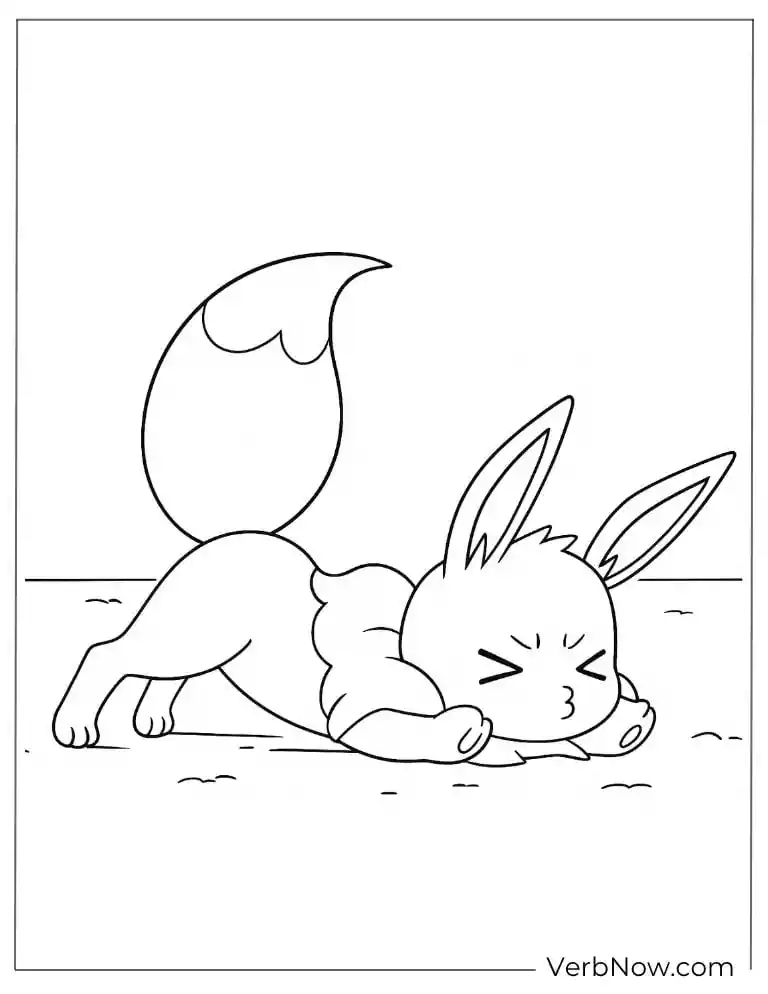 Eevee stretching and yawning on the ground