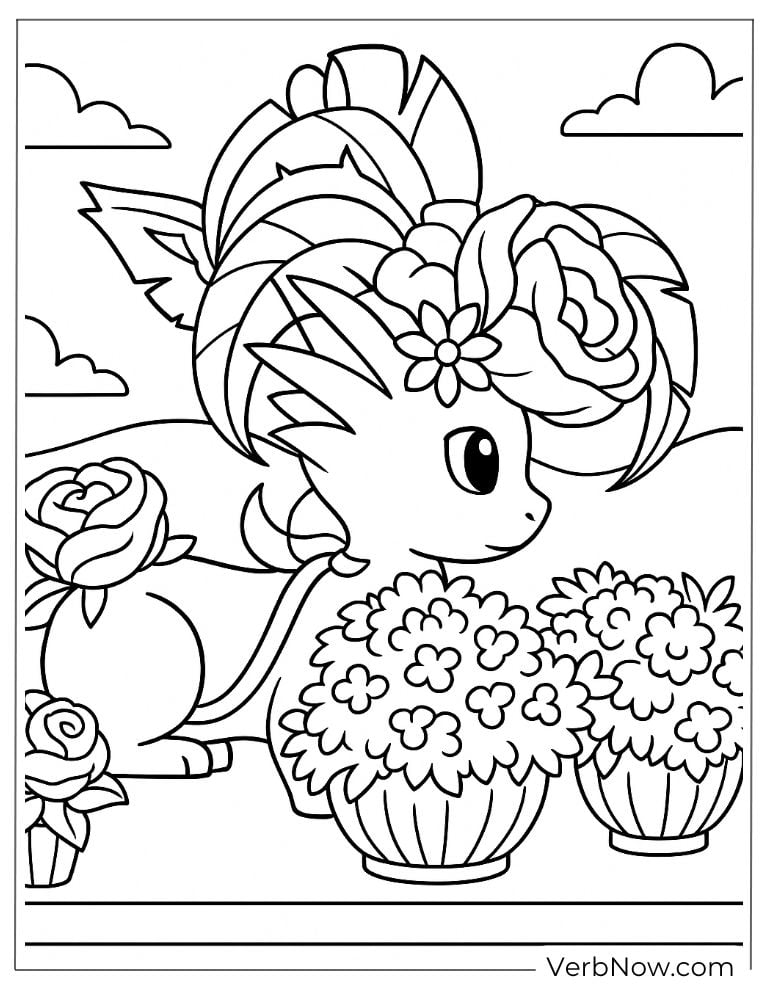 Elegant Eevee surrounded by blooming flowers