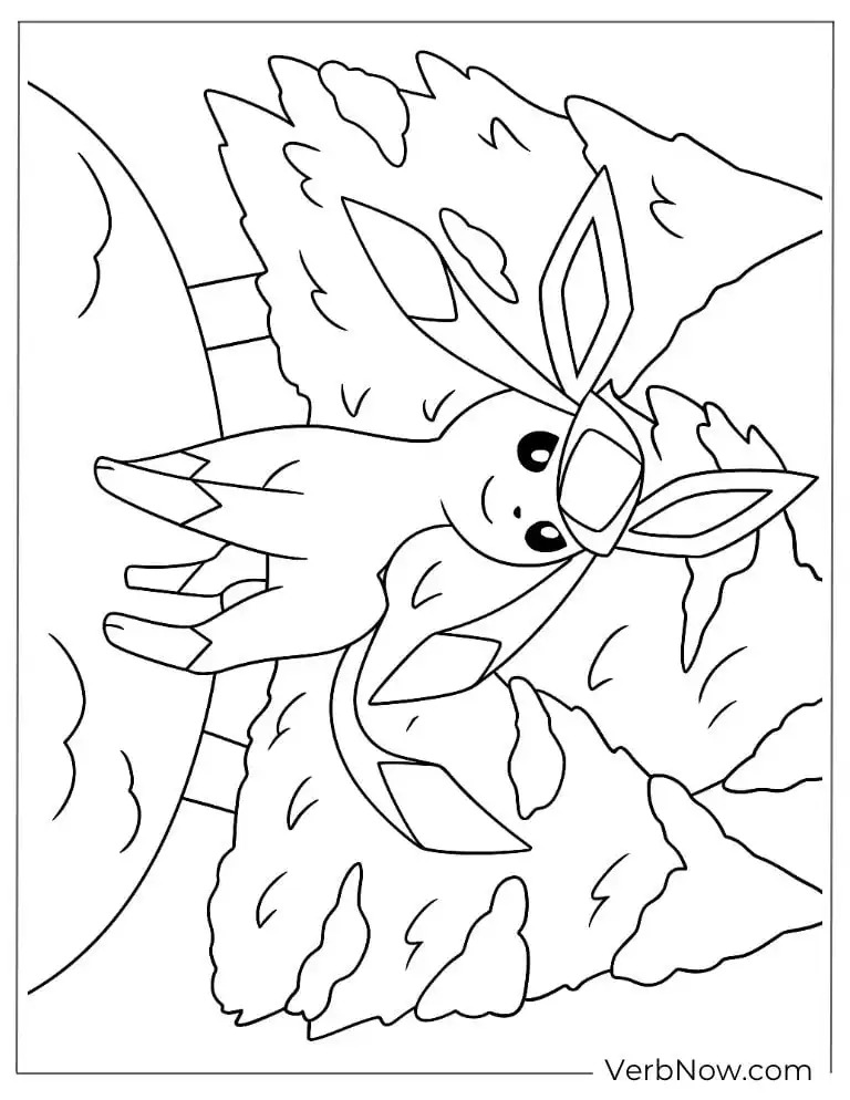 Coloring page of cute Eevee on the hill