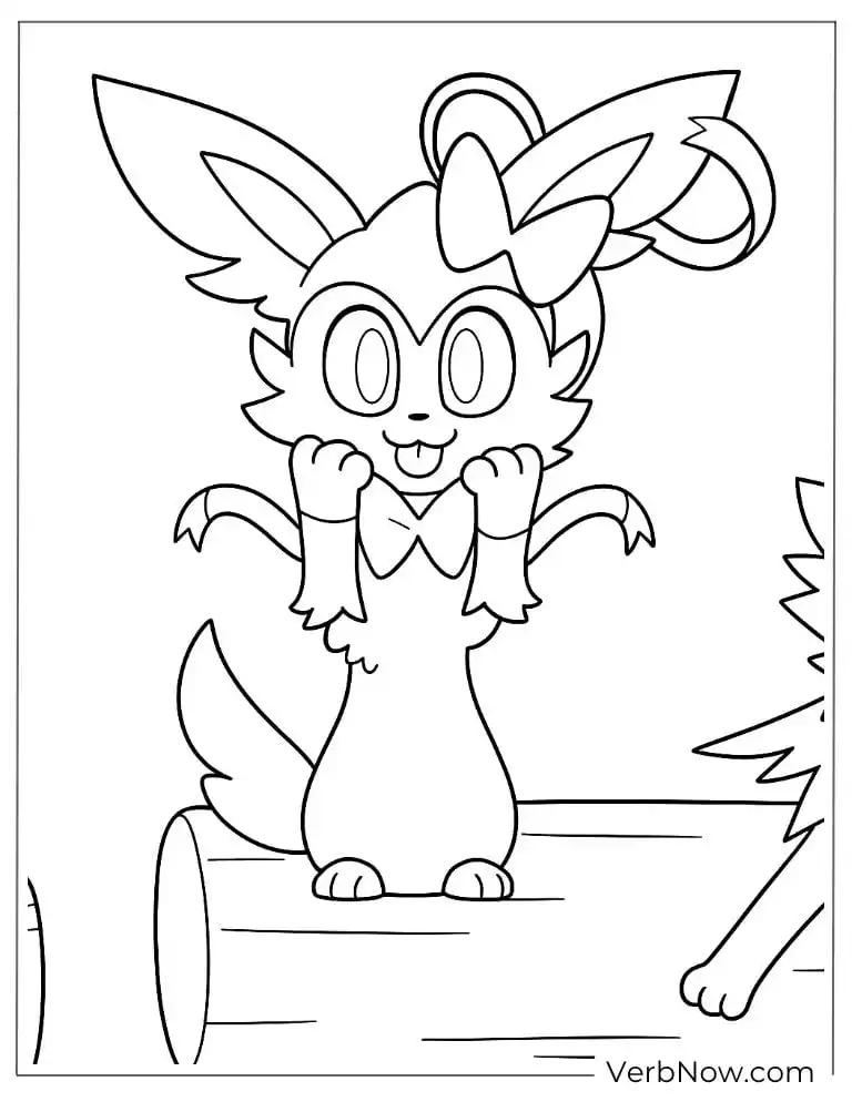 Sylveon looking excited with ribbons in its ears