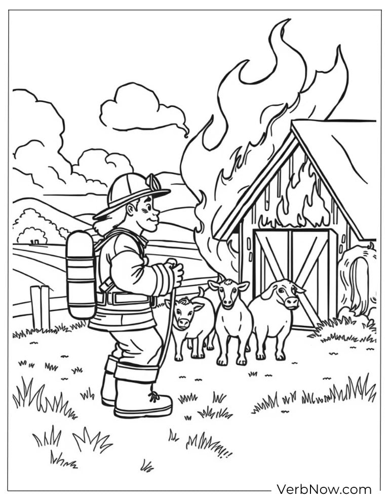 Fireman rushes toward a barn fire