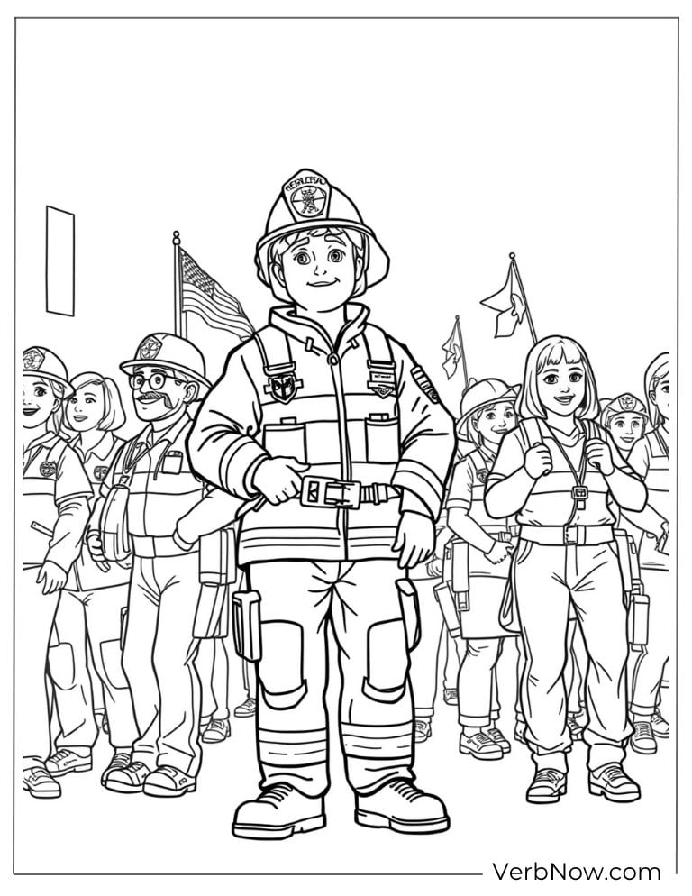 Proud fireman stands tall during a parade