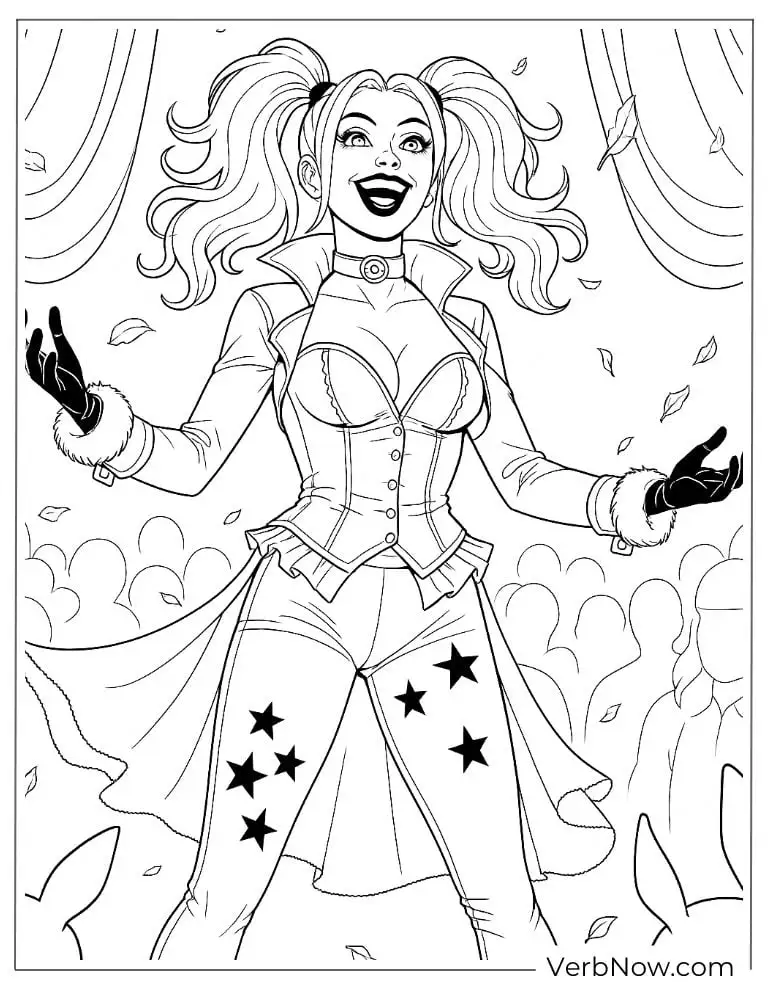 Harley Quinn in the stage coloring page