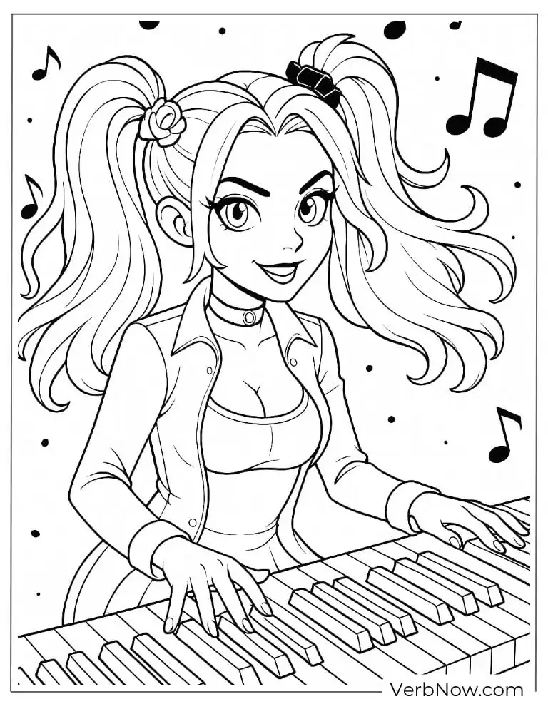 Harley plays the keyboard with joy