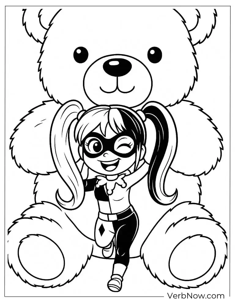 Mini Harley hugs a big teddy bear