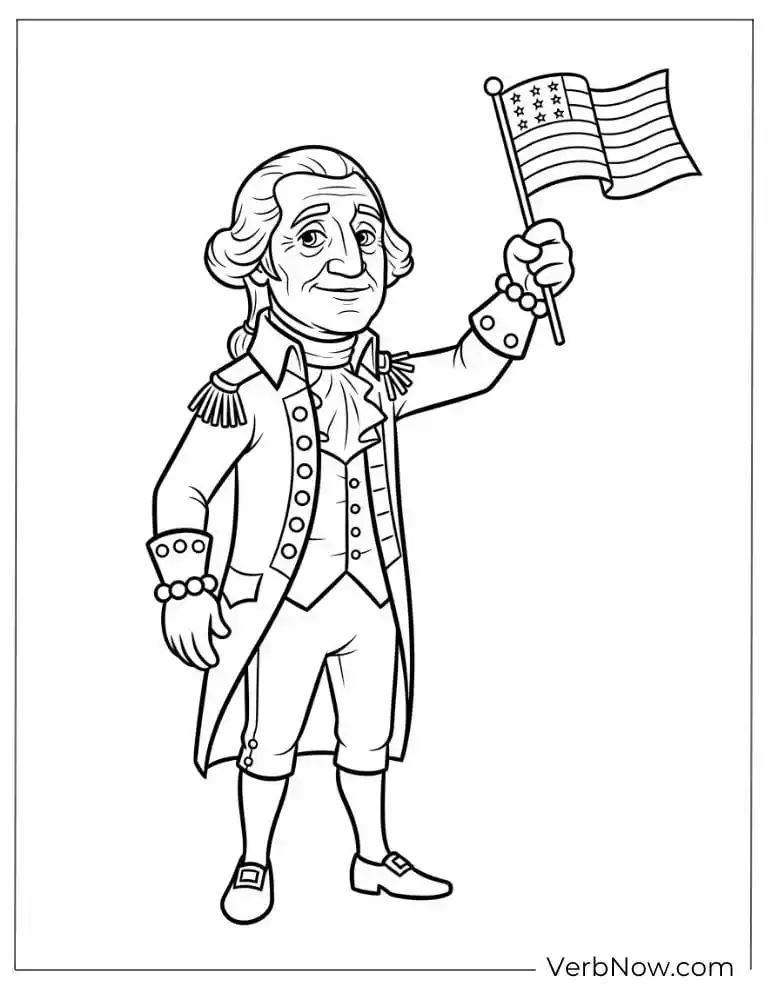 George Washington holding a U.S. flag
