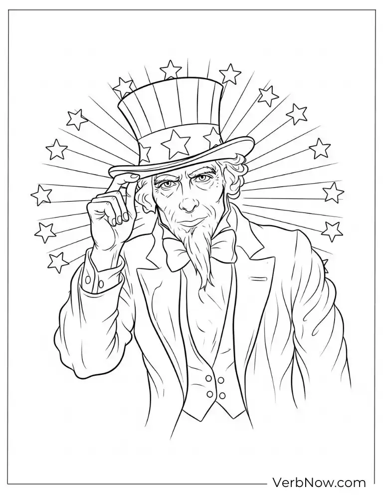 Uncle Sam tipping his hat coloring page