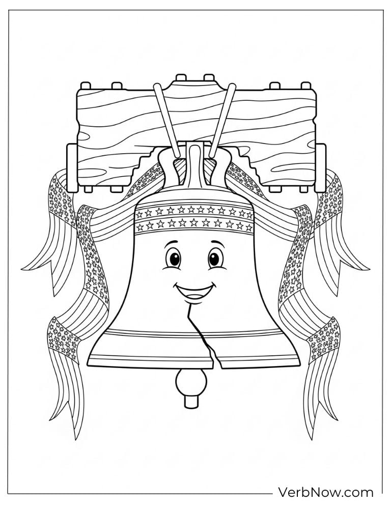 A smiling Liberty Bell celebrating the holiday