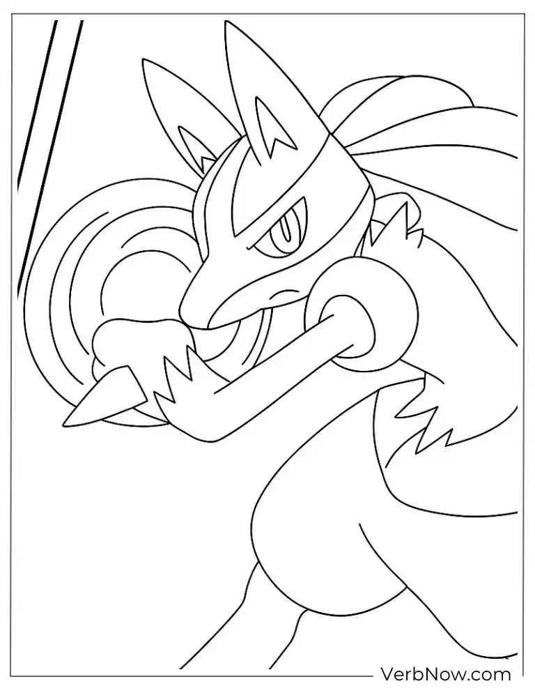 Lucario striking a battle pose with intense eyes