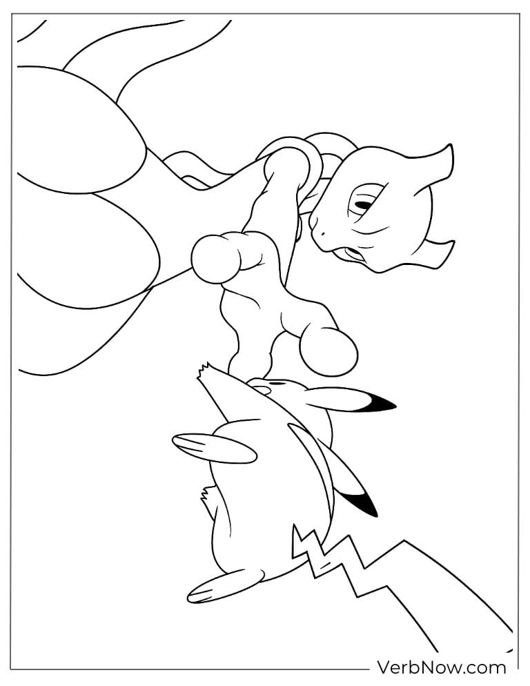 Mewtwo facing off against Pikachu