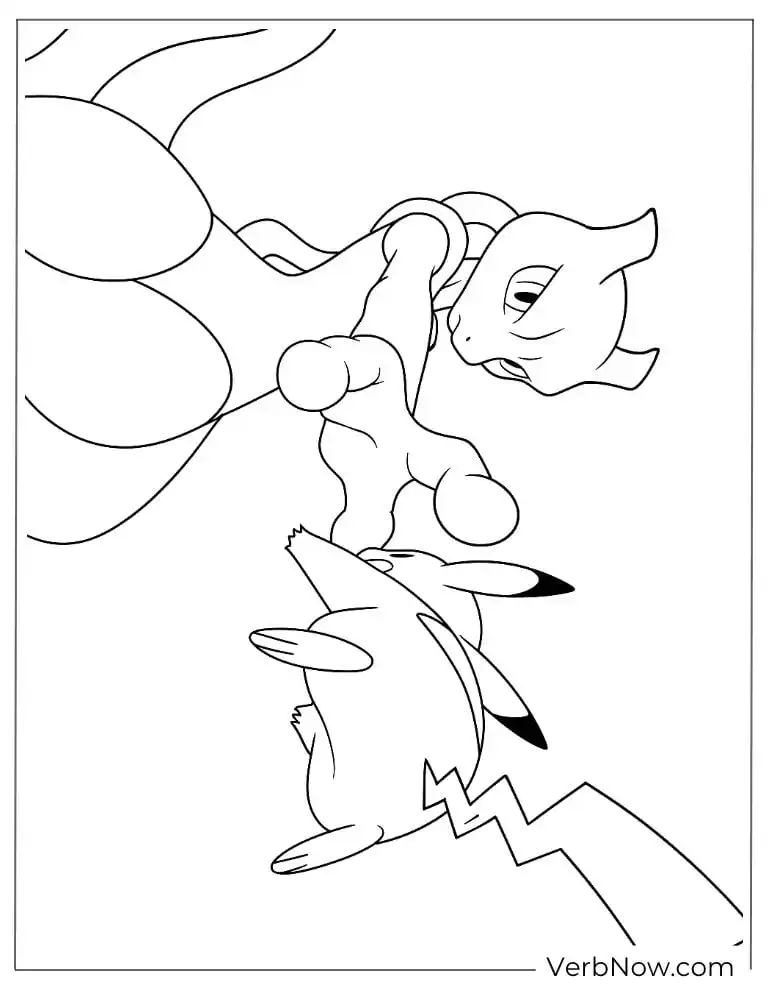 Mewtwo facing off against Pikachu