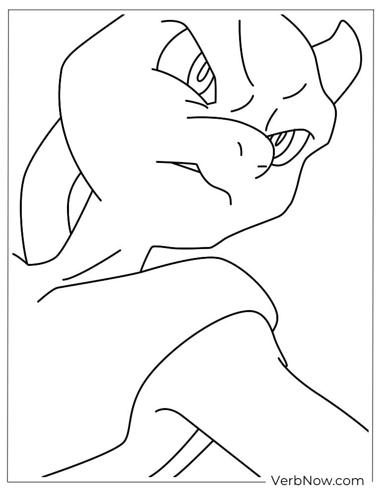 Close-up of Mewtwo with a fierce look