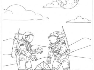 National Moon Day Coloring Pages featured image