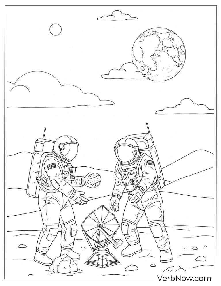 Two astronauts set up science equipment