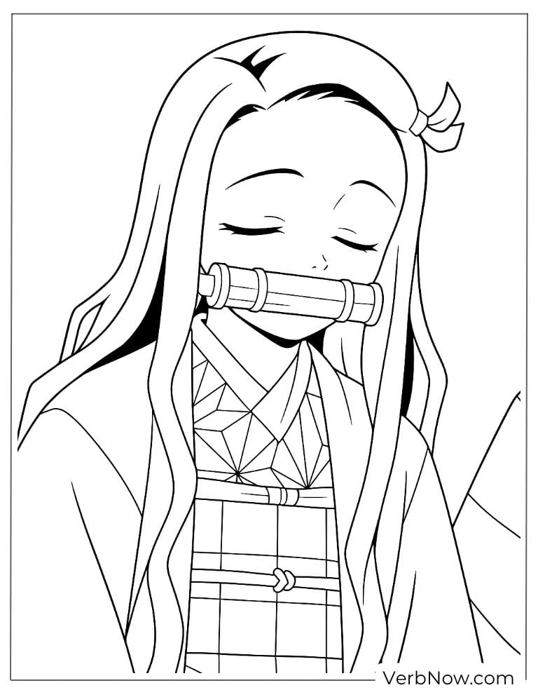 Nezuko sleep peacefully coloring page