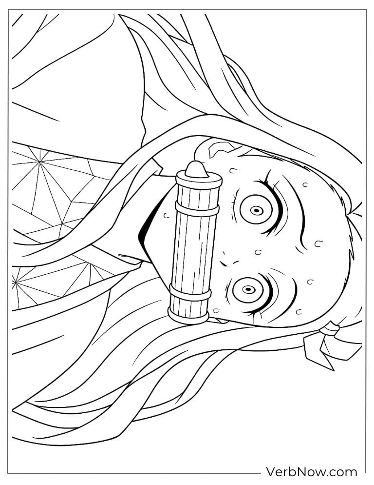 Nezuko feels worried coloring page