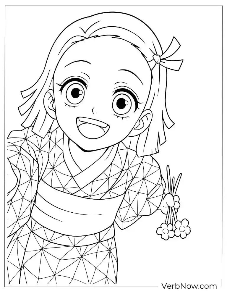 Young Nezuko smiling coloring page