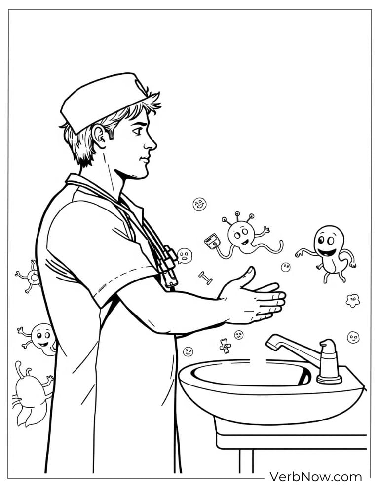 A nurse washes hands to remove germs and bacteria