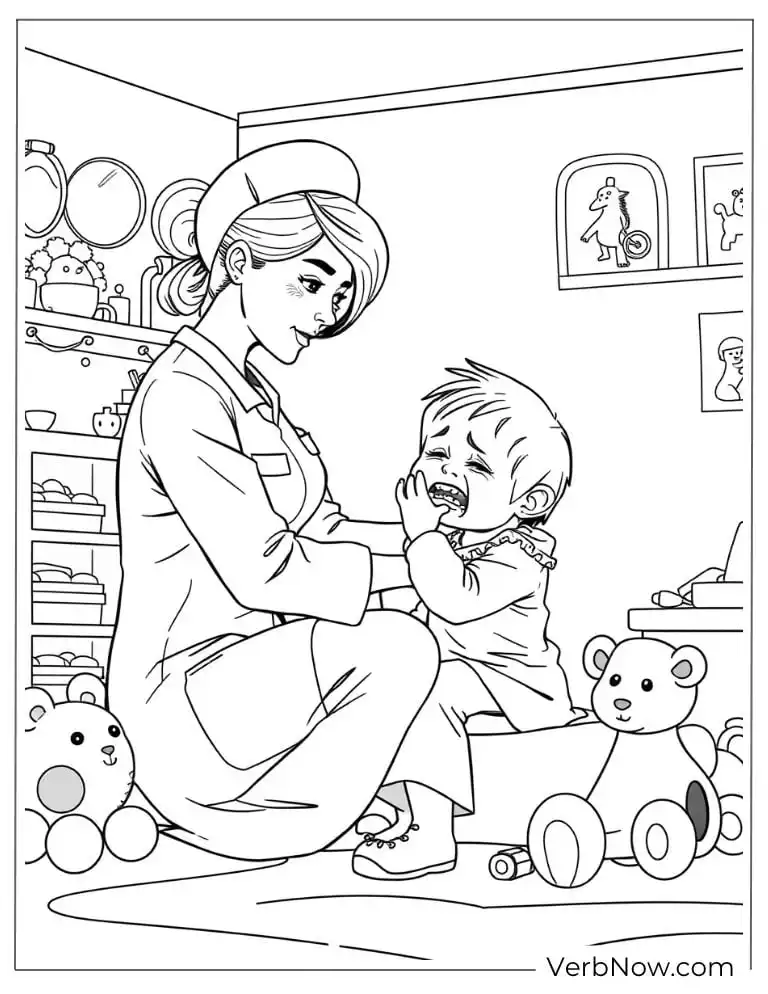 Nurse gently cares for a toddler in a cozy room
