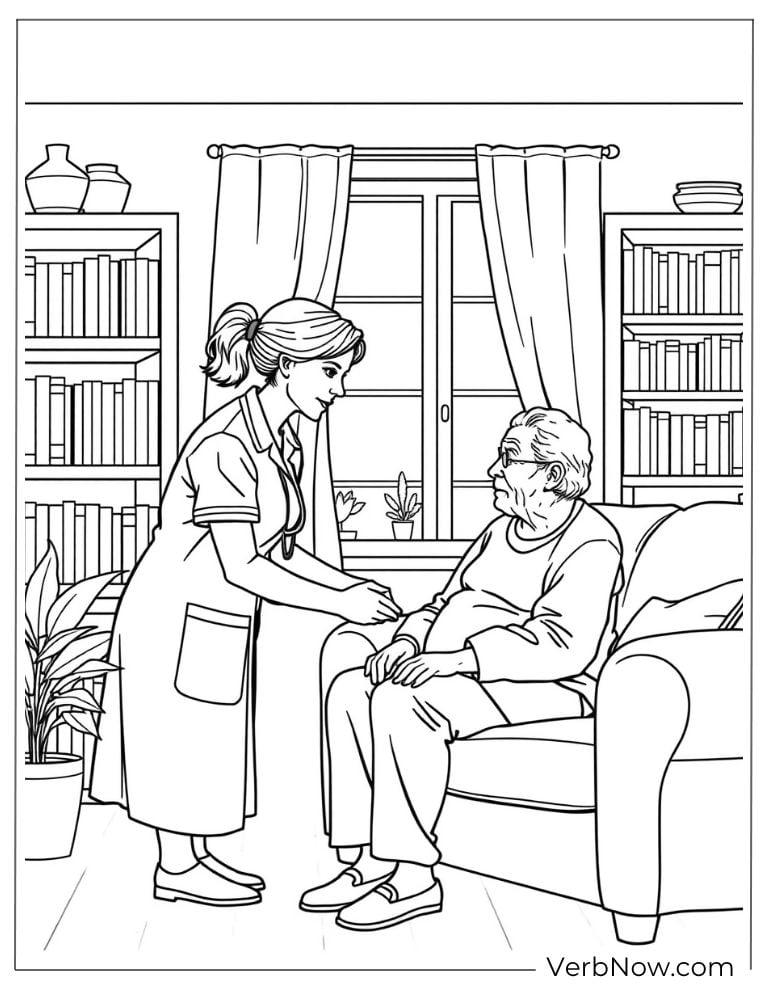 A nurse comforts an elderly patient at home